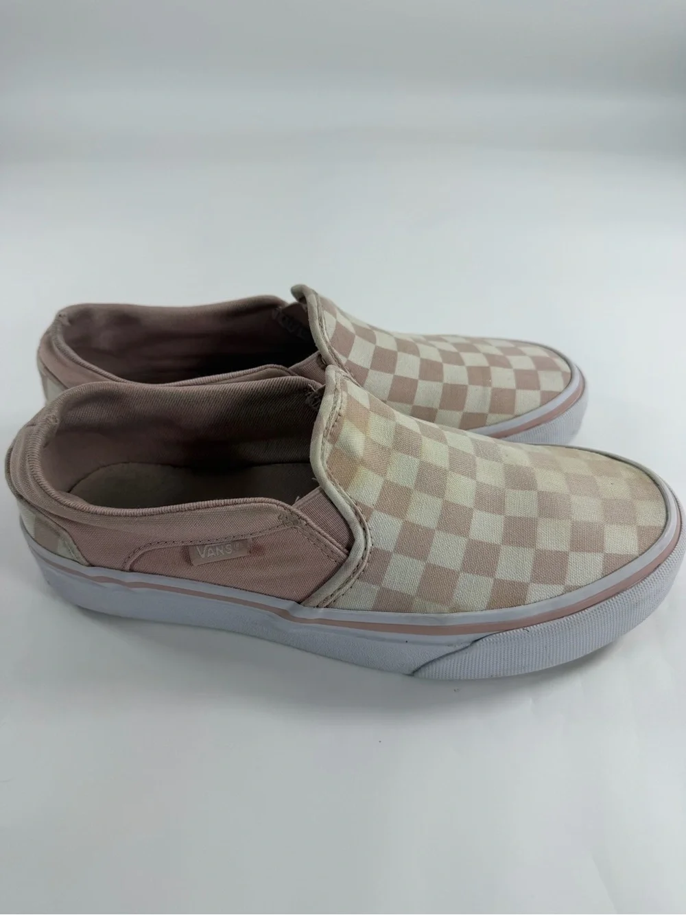 Vans Classic Slip-On Checkerboard Blush Pink Canvas Sneakers Women’s 6.5